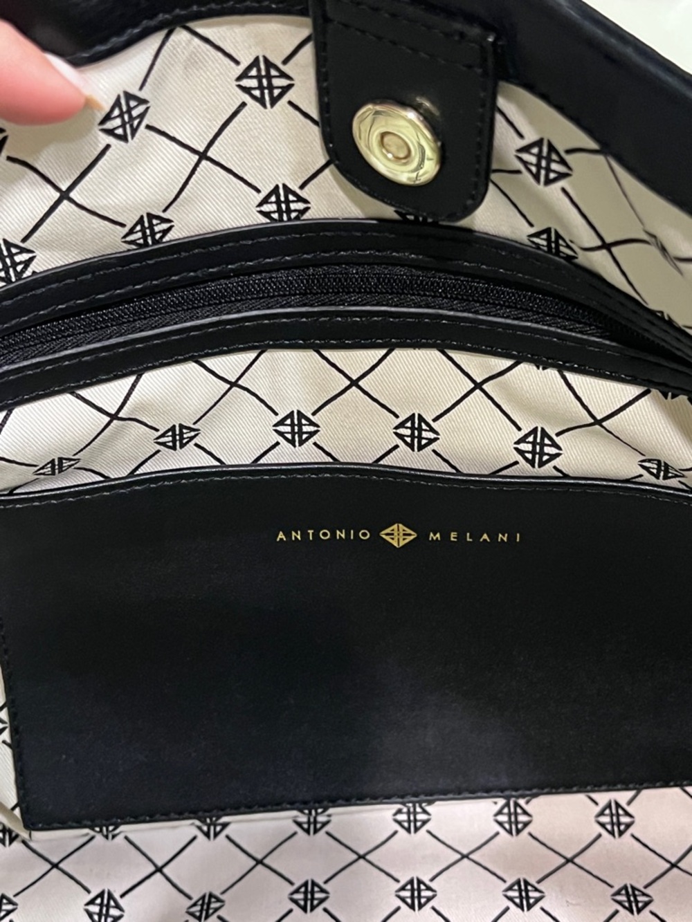 Genuine Leather Black Tote Bag by Antonio Melani - Picture 4 of 8